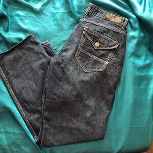 Jordan Craig Classic Dark Blue Denim Jeans Mens Size 38 x 32 Flap Pockets EUC